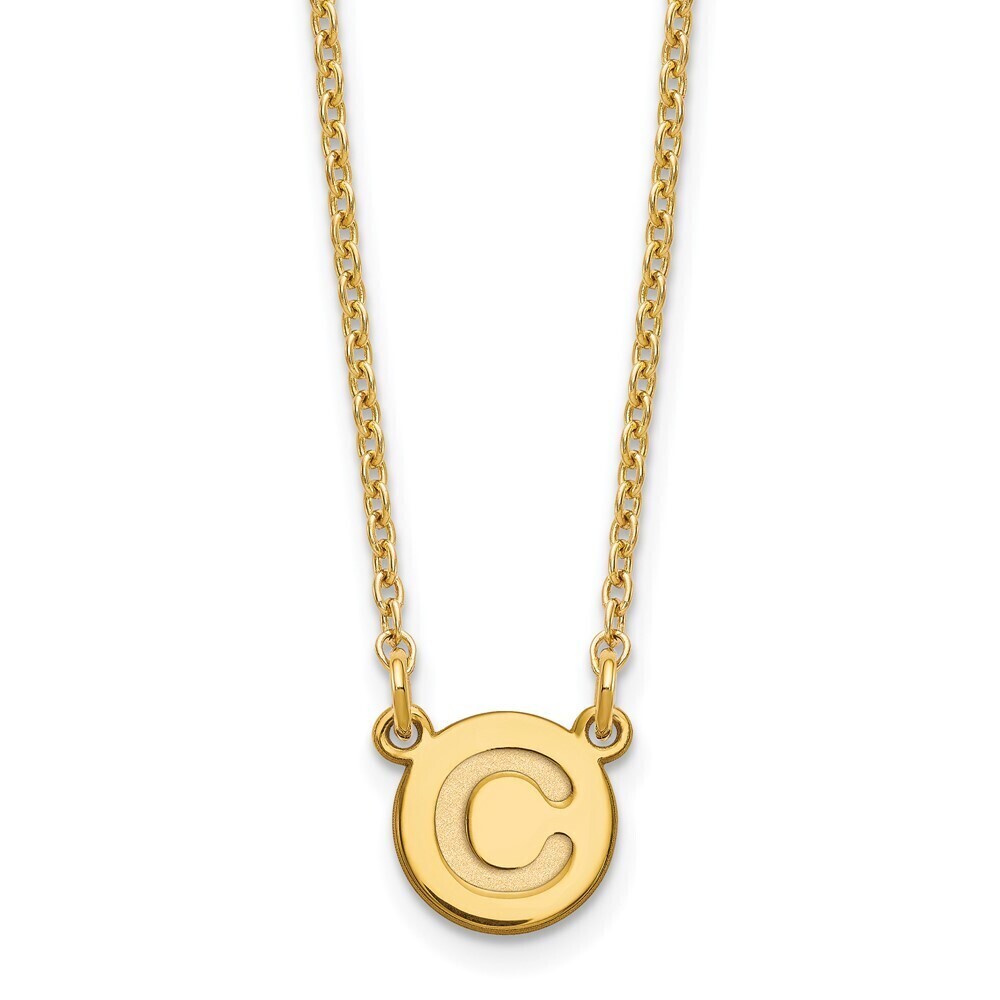 Kazi Luxury Silver Gold-plated Tiny Circle Block Letter C Initial Necklace